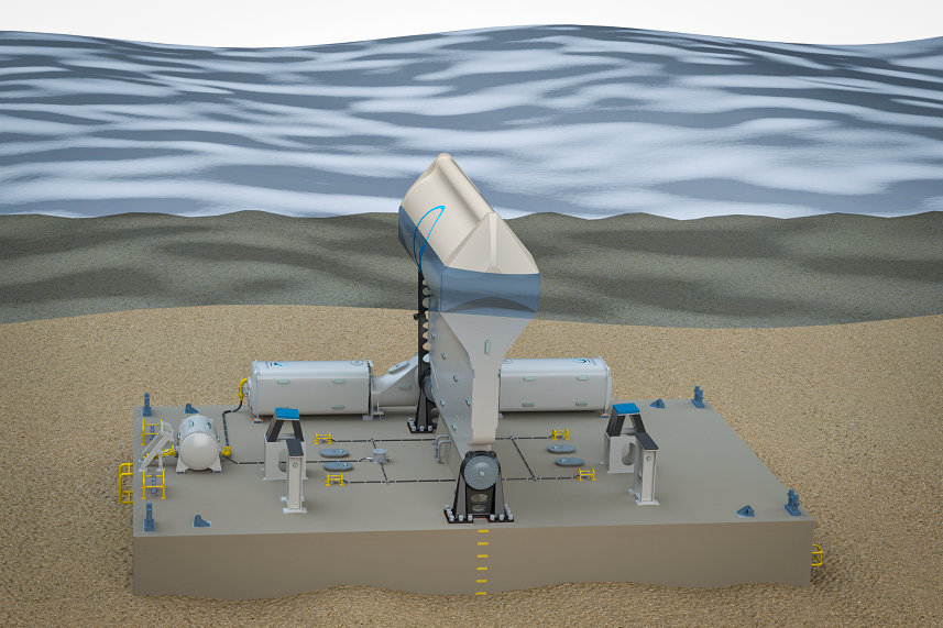 WaveRoller در کف دریا، به طور جزئی یا کاملاً غوطه ور می نشیند و از اثر موج ناشی از امواج در هنگام نزدیک شدن به ساحل استفاده می کند.