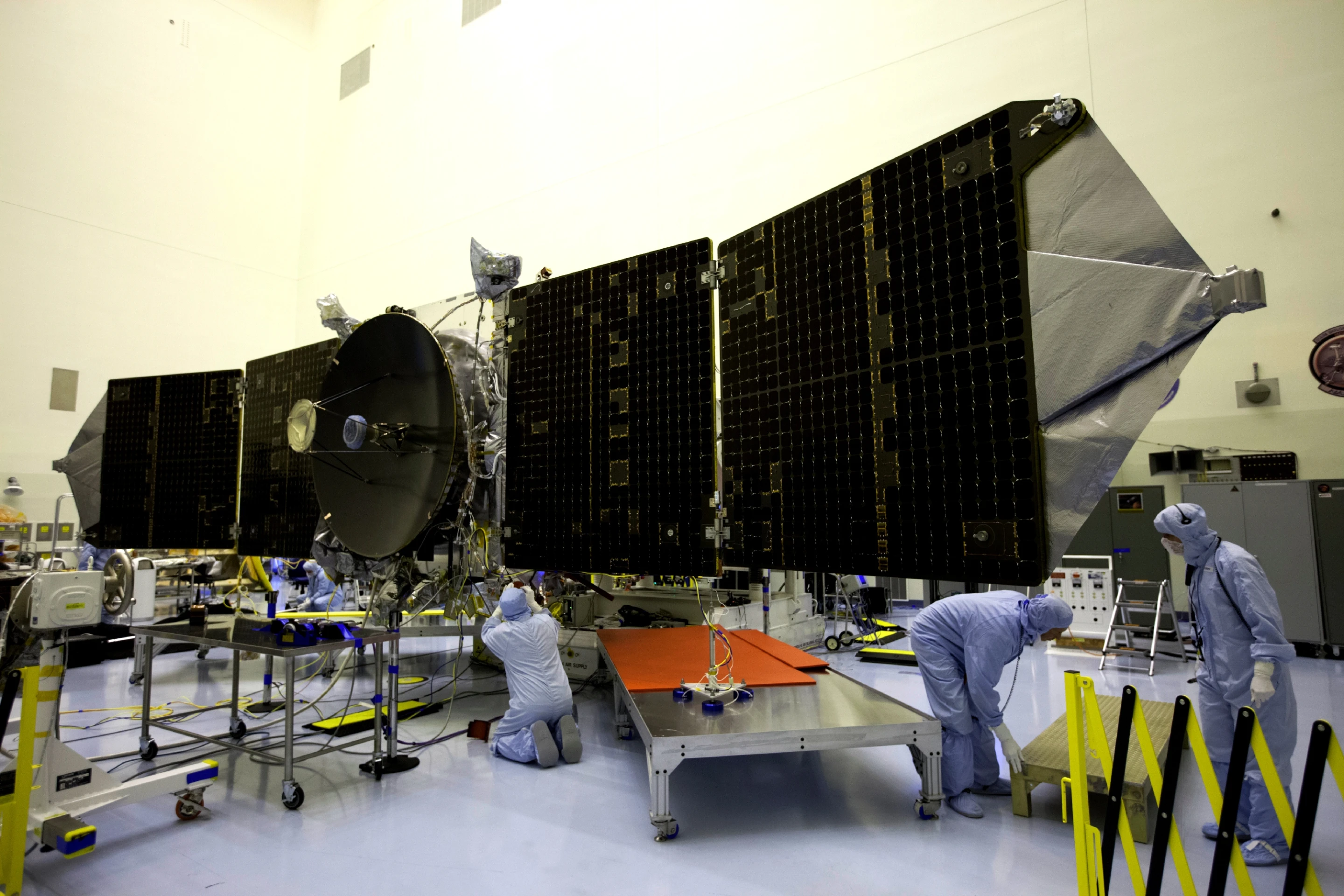 Testing MAVEN's solar array (Image: NASA/Kim Shiflett)