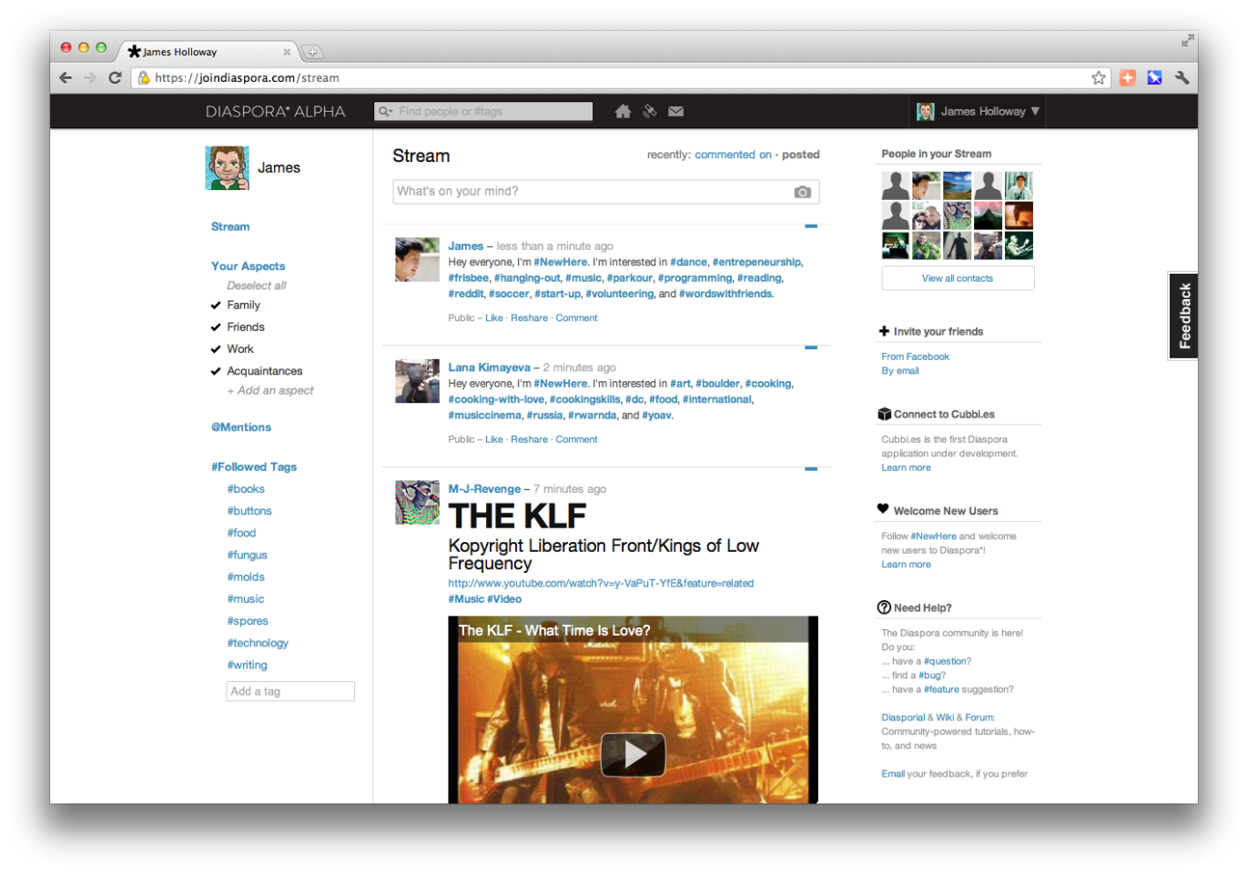 Compare... - the Diaspora stream forms the hub for its users.