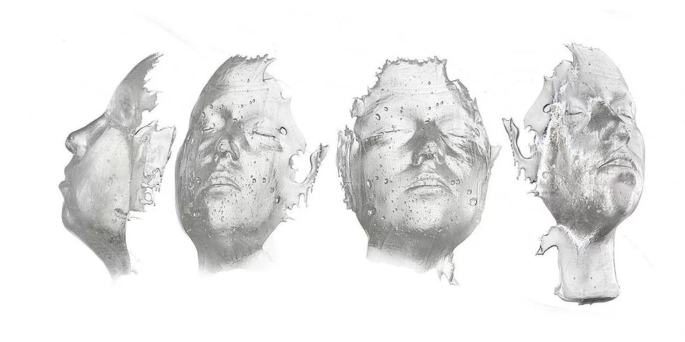 Heirloom is a work by artist Gina Czarnecki where she grows living portraits of her daughters faces. After taking tissue samples from their mouths and making casts of their faces, Czarnecki grows delicate cellular ecosystems on the glass facial moulds