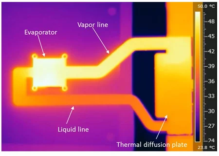 A thermal image of a loop heat pipe prototype (Image: Fujitsu)