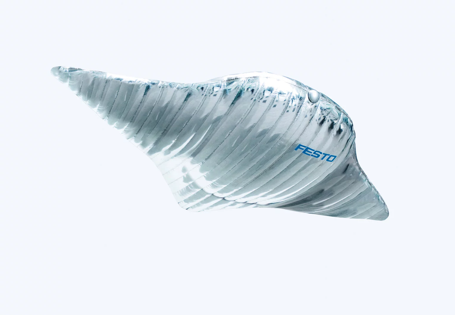 The AirRay is a remote-controlled hybrid construction comprising a helium-filled ballonett and a flapping-wing drive mechanism using the Fin Ray Effec (Image: Festo)Credit: Festo