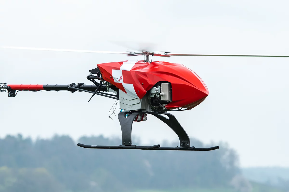 The Rega drone can spot signs of missing people and alert rescue teams on the ground