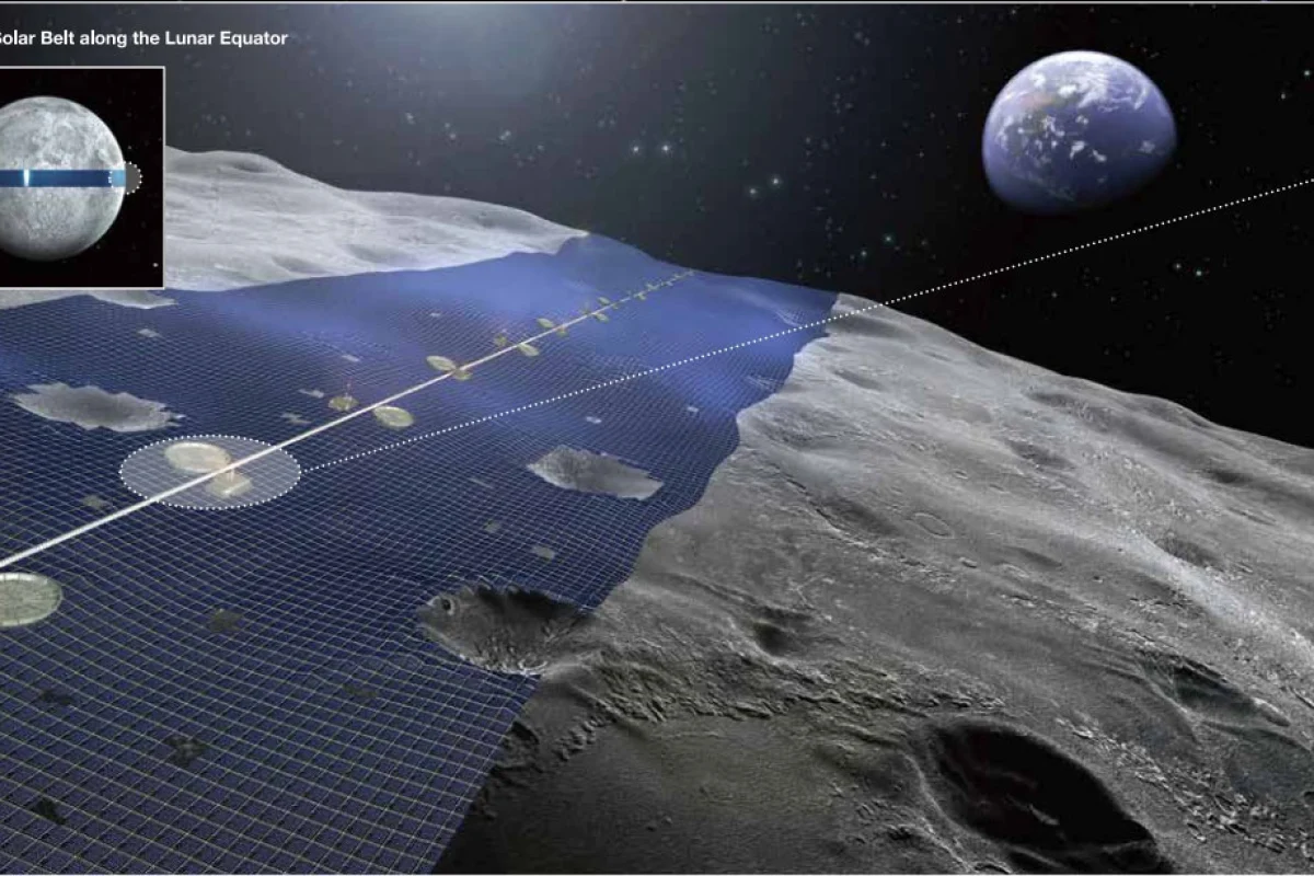 Shimizu's Luna Ring proposes an an array of solar cells around the moon's equator to harvest solar energy and beam it back to Earth (Image: Shimizu Corporation)