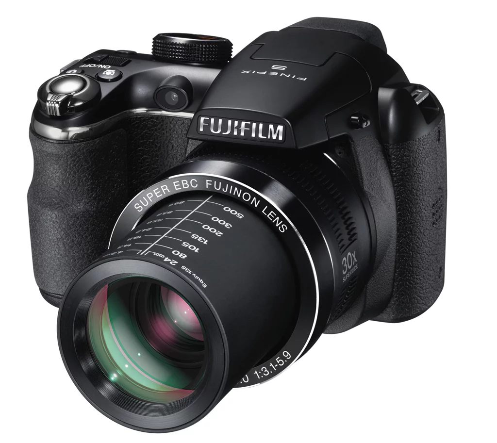 The Fujifilm FinePix S4500 with lens open