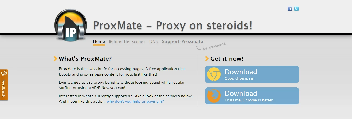 Proxmate is another browser extension, similar to Hola