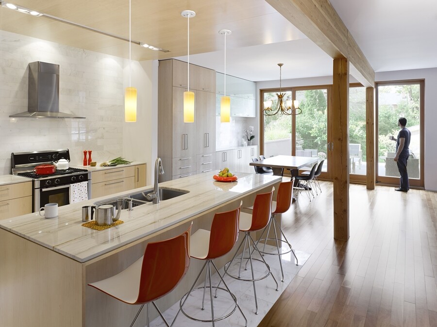 A geothermal heating system linked to radiant flooring is used to heat the Bedford Park House (Photo: Ben Rahn/A-Frame)