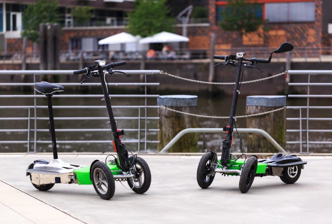 The Scuddy can be ridden in seated or standing positions