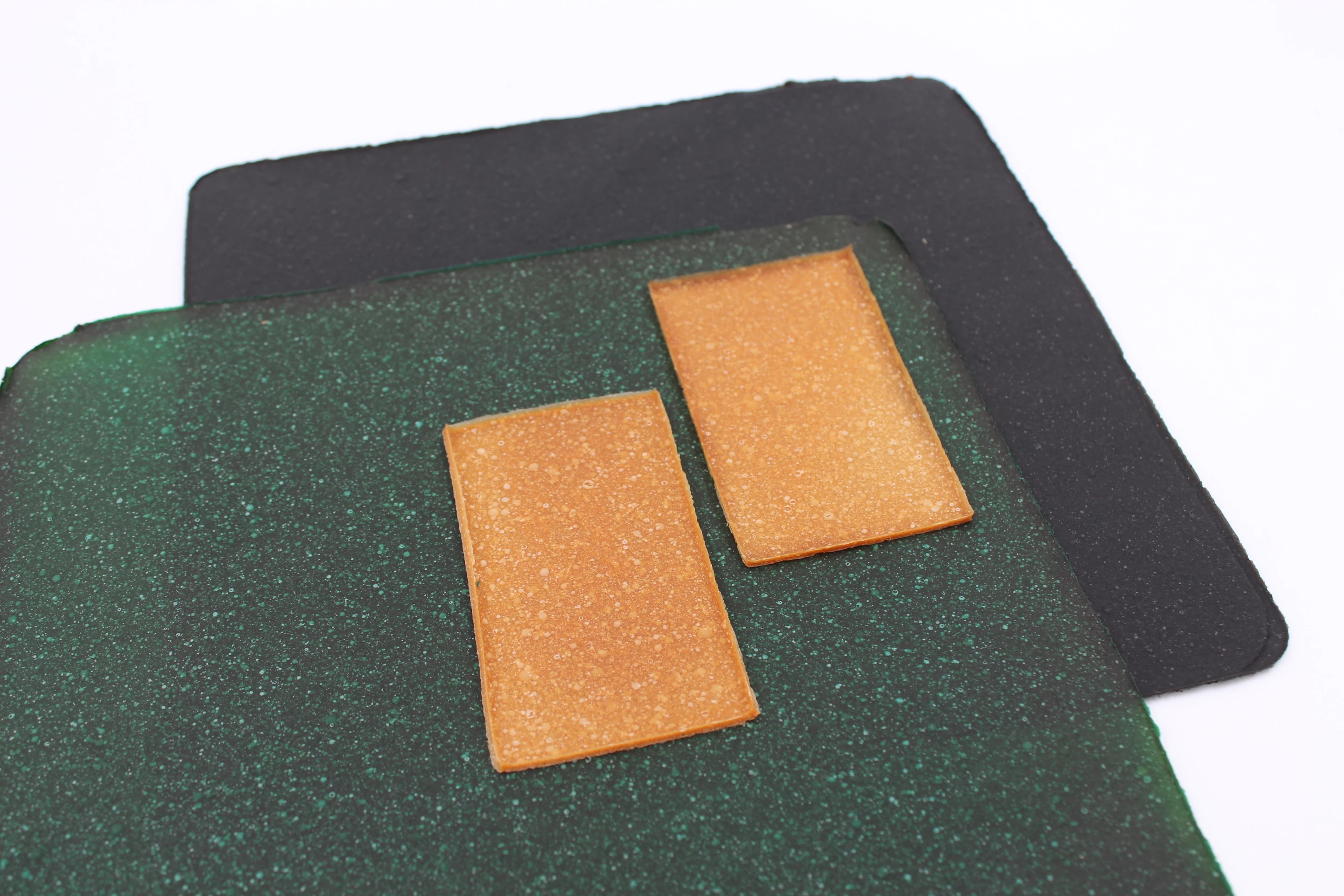 Samples of mycelium leather sheets produced at VTT