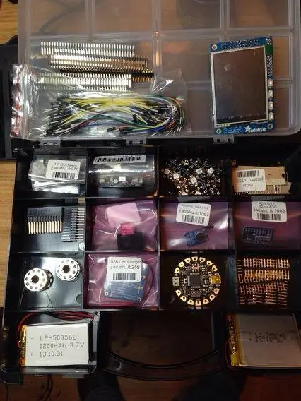 The collection of components ahead of the PiPhone build
