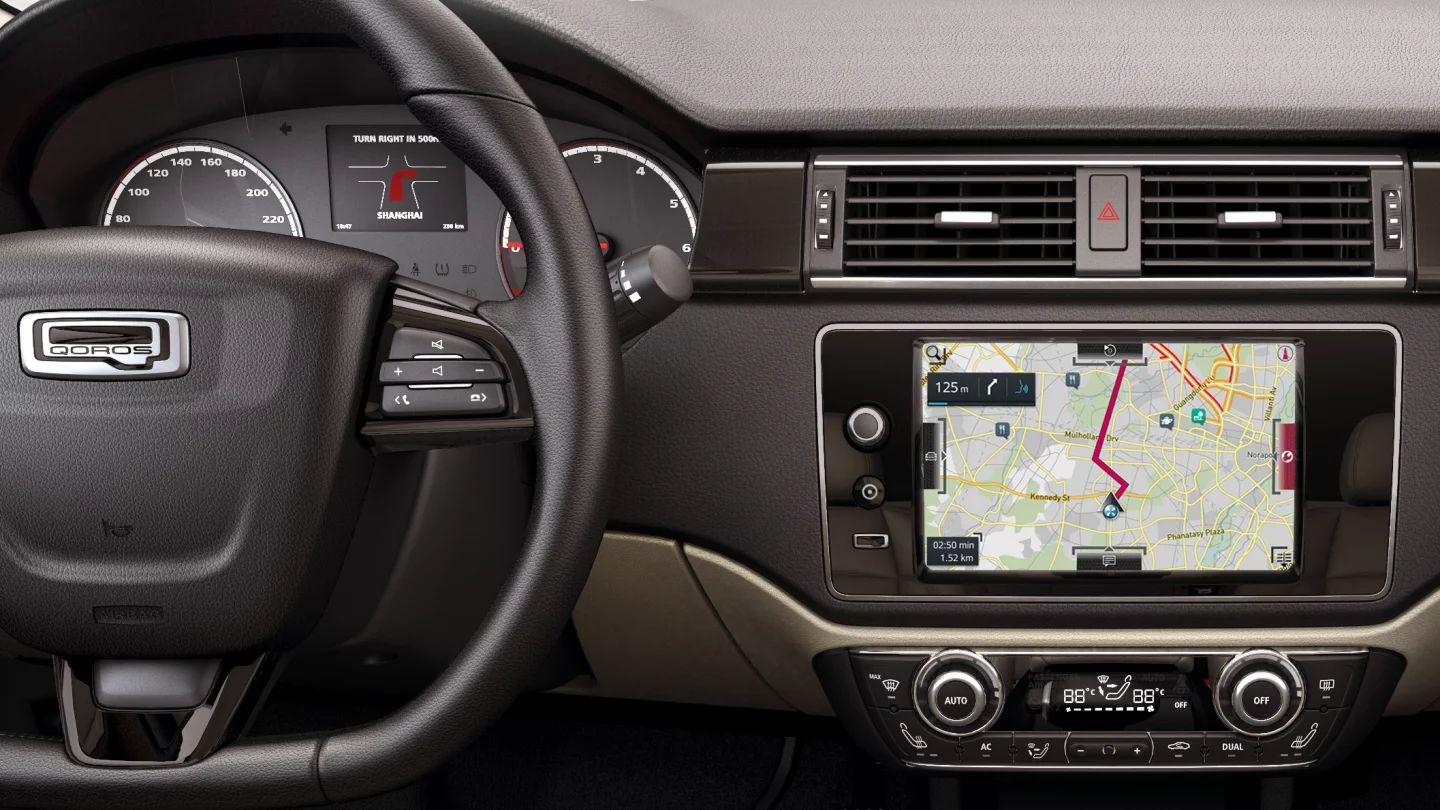 Qoros' connectivity is based on the Microsoft Windows Azure cloud platform.