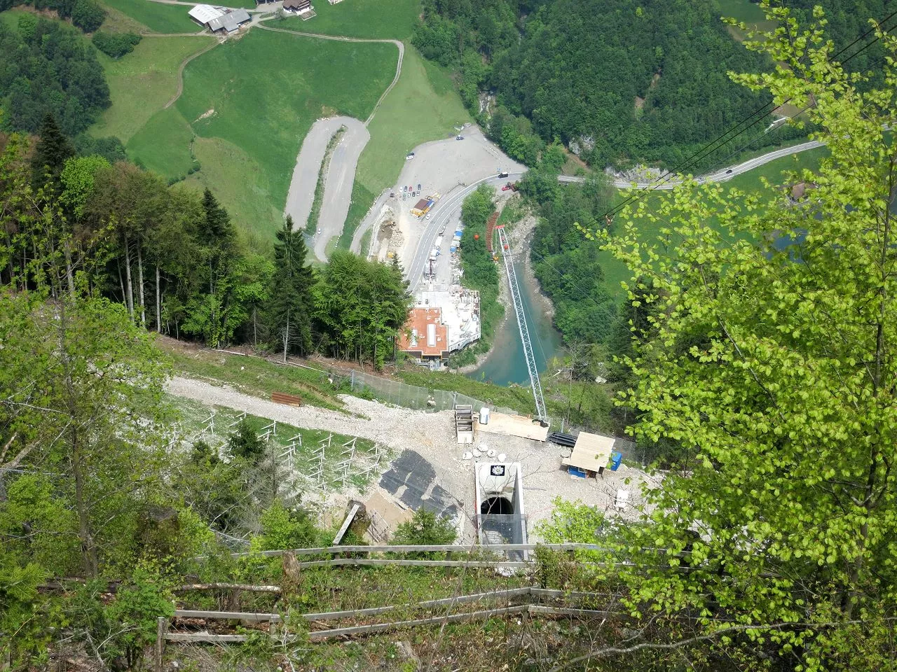 The Stoosbahn funicular railway connects the Swiss mountain village of Stoos to the valley below