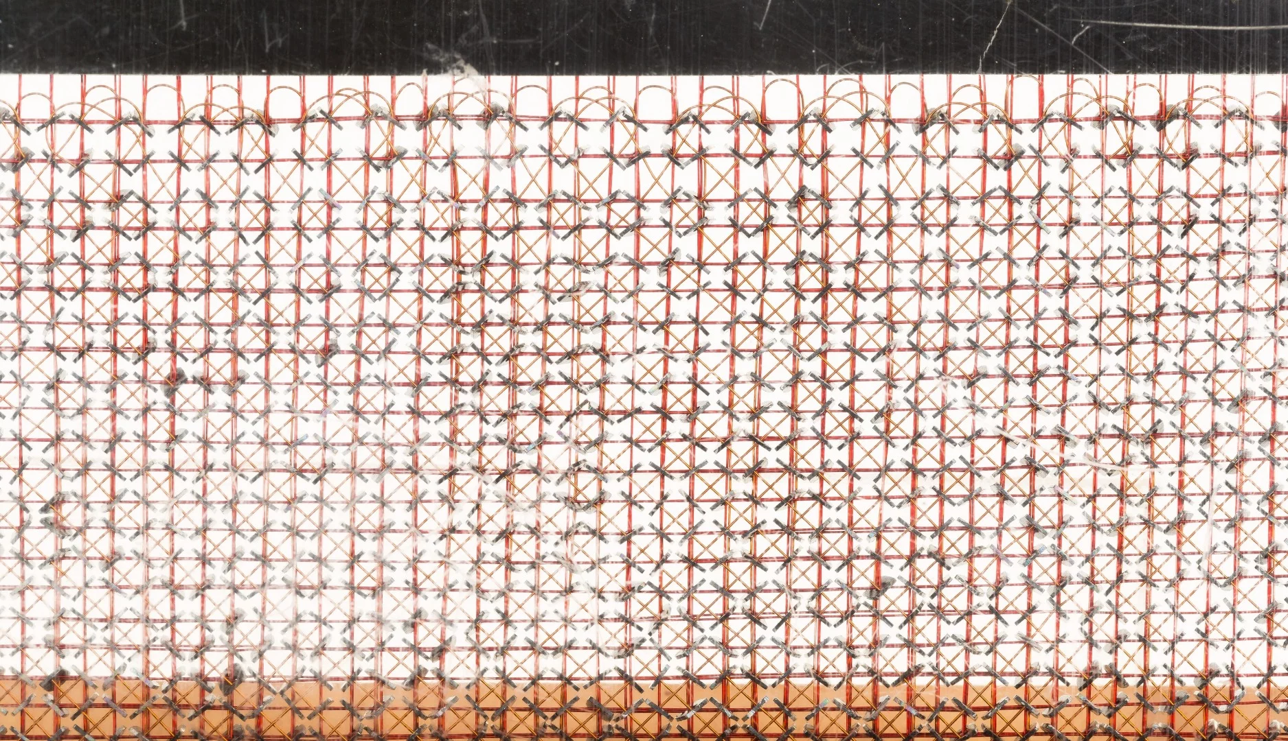 The Gemini computer memory is made up of iron toruses woven together with wire