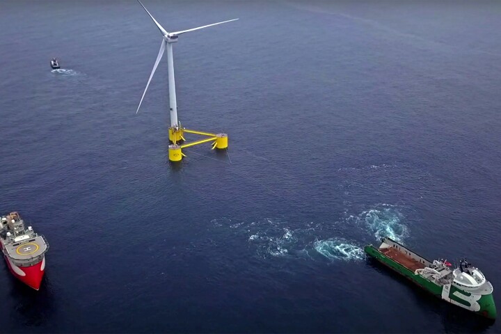 One of three Windfloat Atlantic off-shore floating platforms