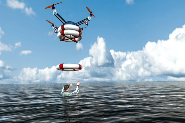 RTS Lab is developing Pars, a robotic quadcopter that launches from a floating platform and drops life preservers near people in the ocean who are in trouble