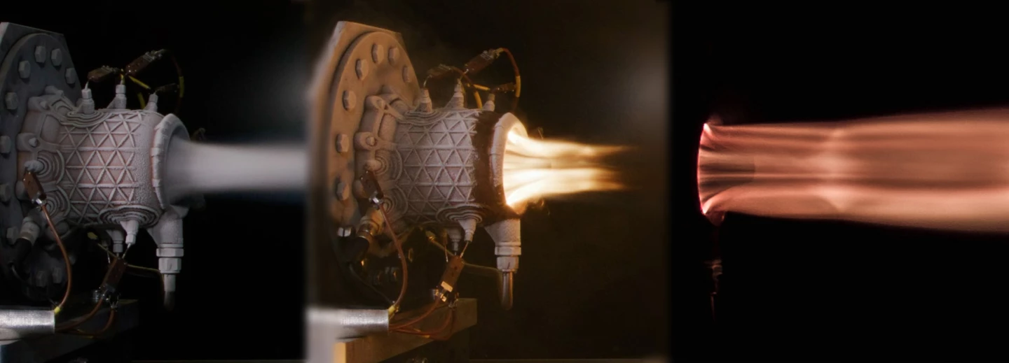 the LEAp 71 aerospike in stages of firing