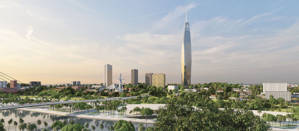 Africa's tallest tower rises with a mask-inspired design