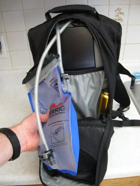 The GEIGERRIG bladder, with its attached air and water hoses