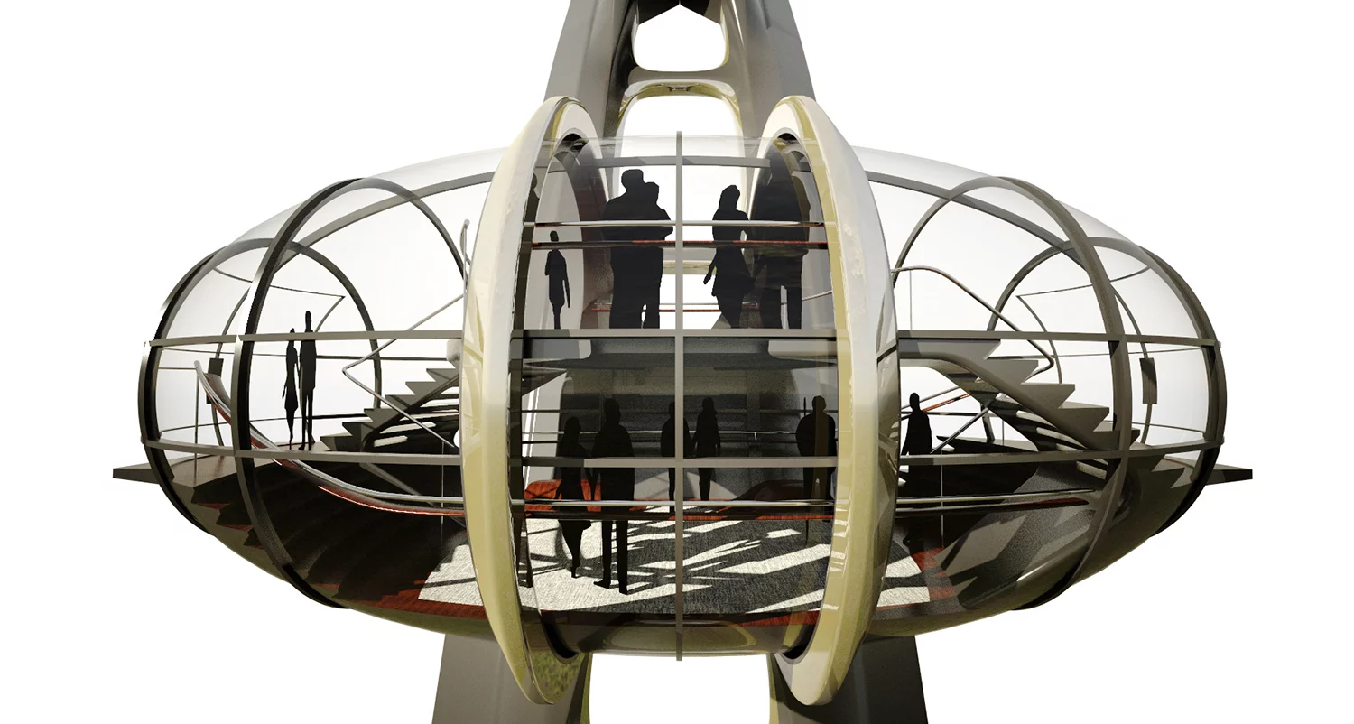 The fact that at least some of the capsules are intended to be double-decker hints at an ambitious scale (Image: UNStudio)