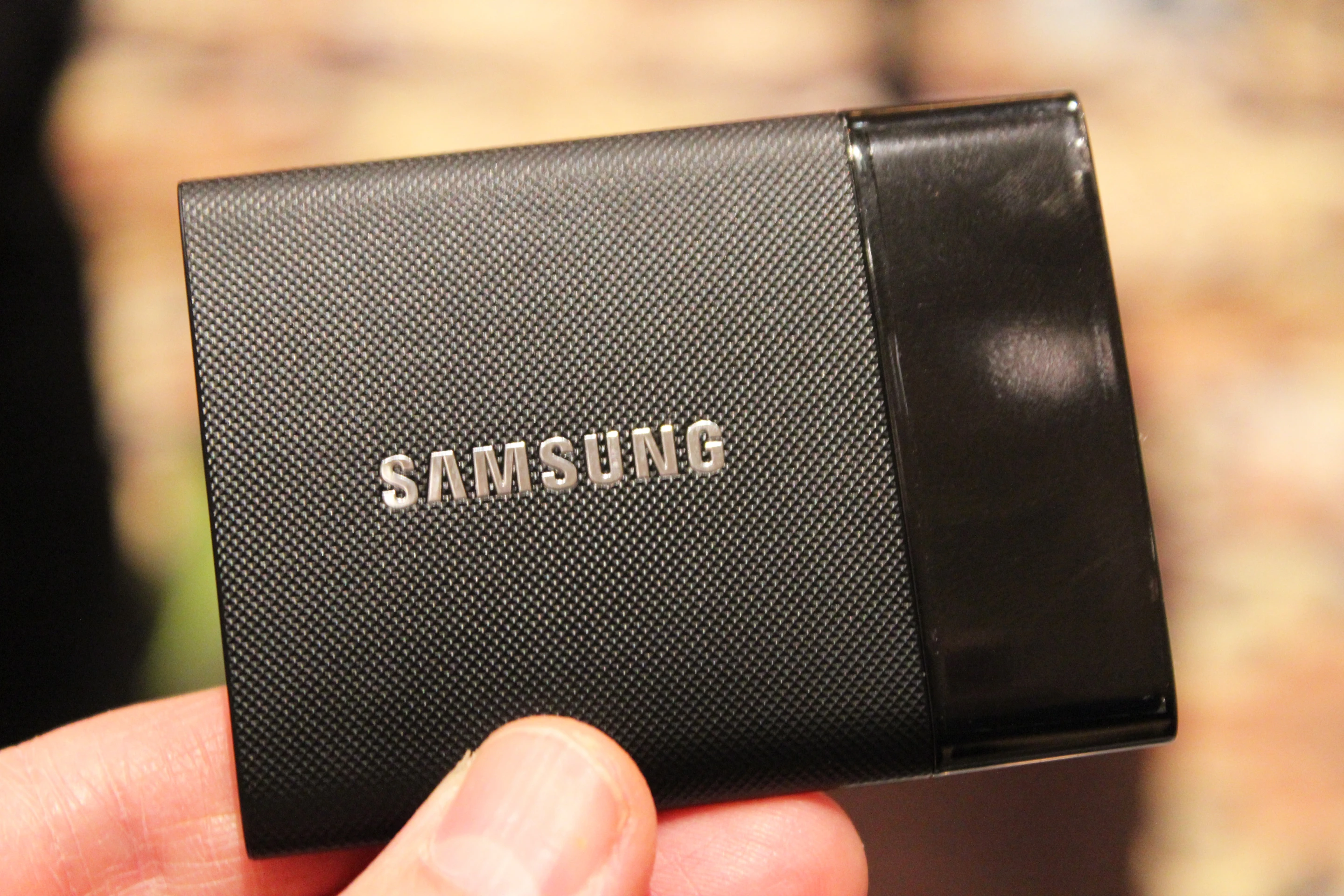 Samsung has unveiled its first ever portable SSD at CES 2015, the SSD T1 (Photo: Will Shanklin/Gizmag.com)