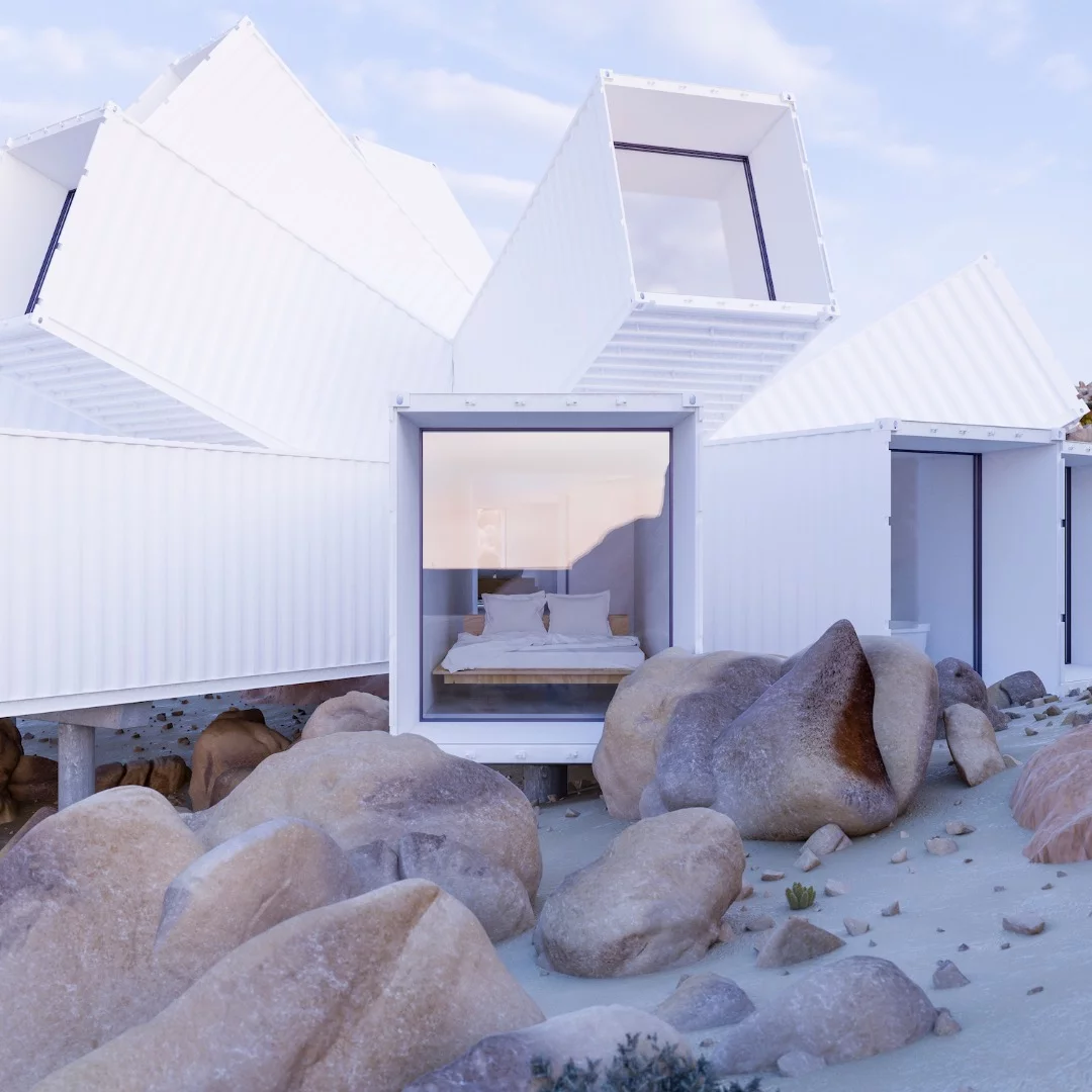 The Joshua Tree Residence's containers are situated to make the most of the view