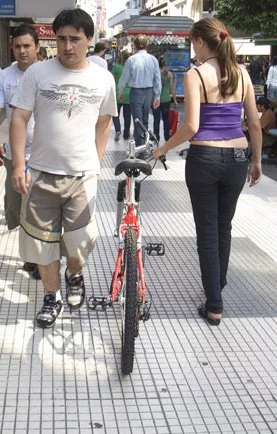 The flipphandle is a bicycle handlebar stem that lets riders turn their handlebars sideways, so the bike can be more easily stored