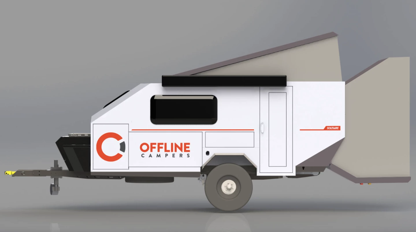With a pop-up roof and fold-out ensuite bathroom area, the Domino Solitaire lives larger than it tows
