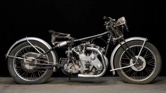 This ultra-rare, matching-numbers Series-A Vincent twin was one of the last of its kind produced before production ceased due to WW2 in 1939. It sold as pictured, without fuel tank, valve springs and retainers, but in otherwise original condition, for $120,500 in 2005.