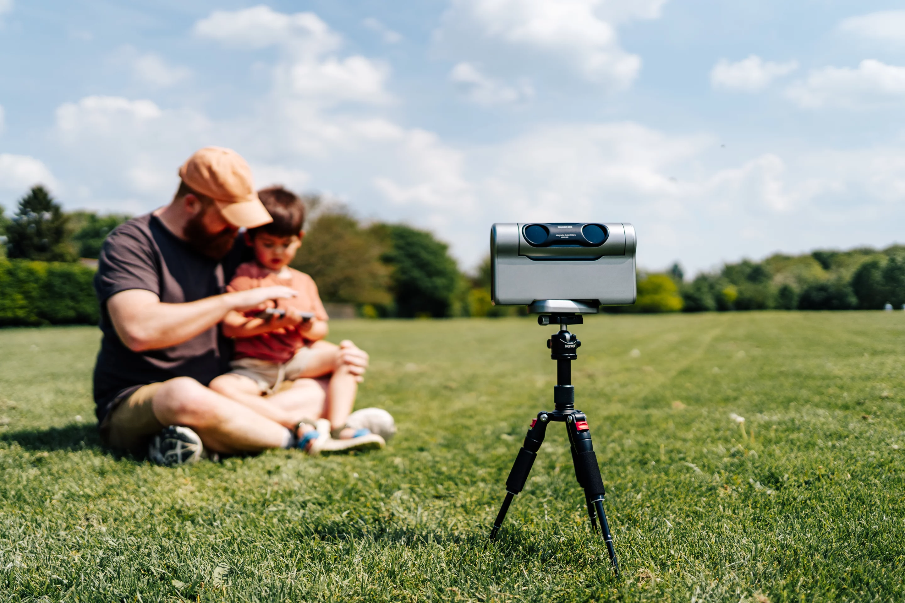 The ND filter can be magnetically attached to the front of the Dwarf III when snapping sun shots