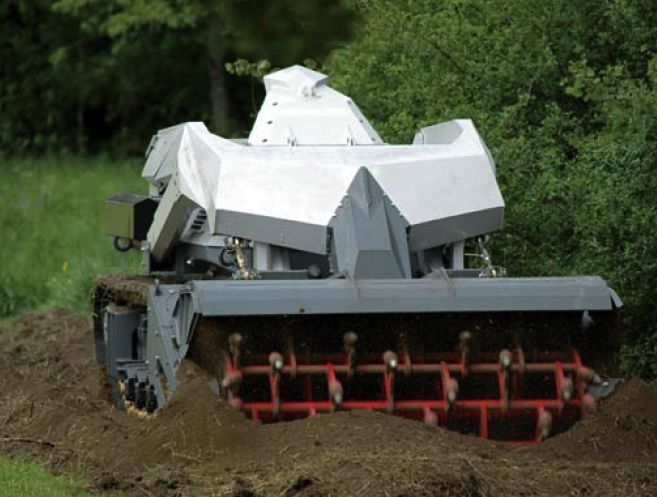 The D-3 is a robotic vehicle that uses a chain flail or tiller to detonate land mines (Photo: DIGGER DTR)