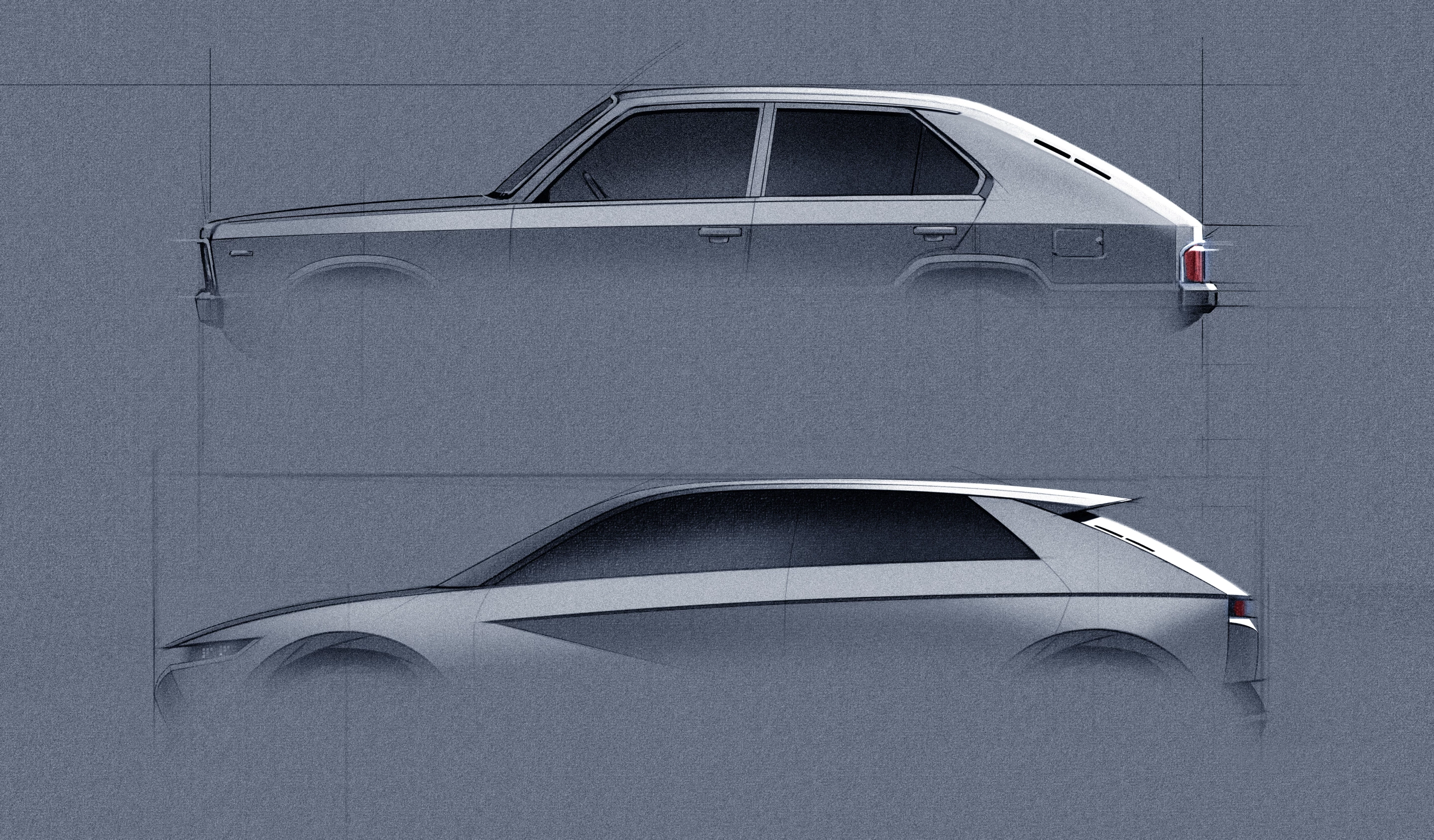 The 45 EV concept pays homage to Hyundai's Pony Coupe concept from 1974