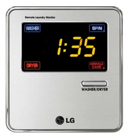 The remote monitor shows the progress and remaining time on the washing, refreshing and drying cycles.