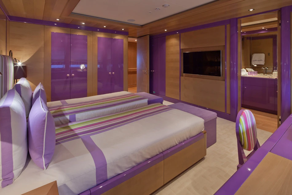One of the yacht's six bedroom suites