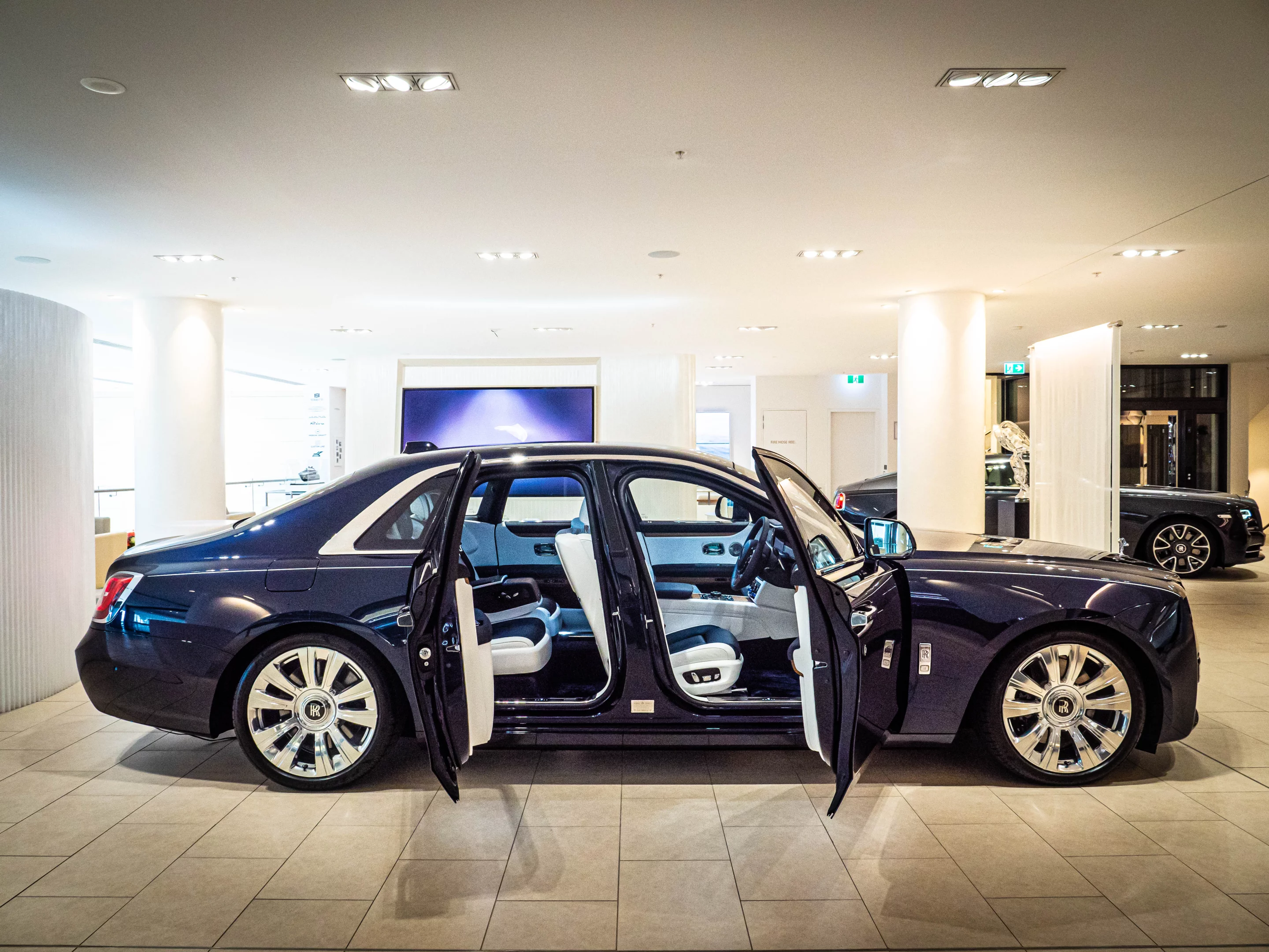 The side coach doors open and close themselves at the touch of a button