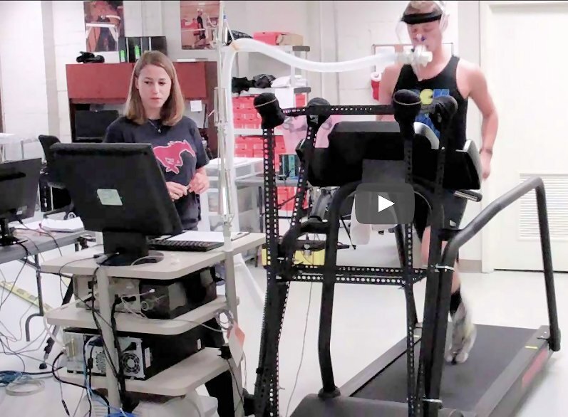 A discontinuous VO2max test taking place at the SMU Locomotor Performance Laboratory (Photo: SMU)