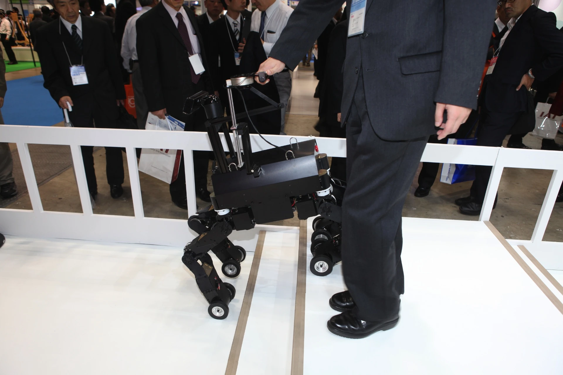 The NSK robot guide dog descends stairs (Photo: gizmag.com)