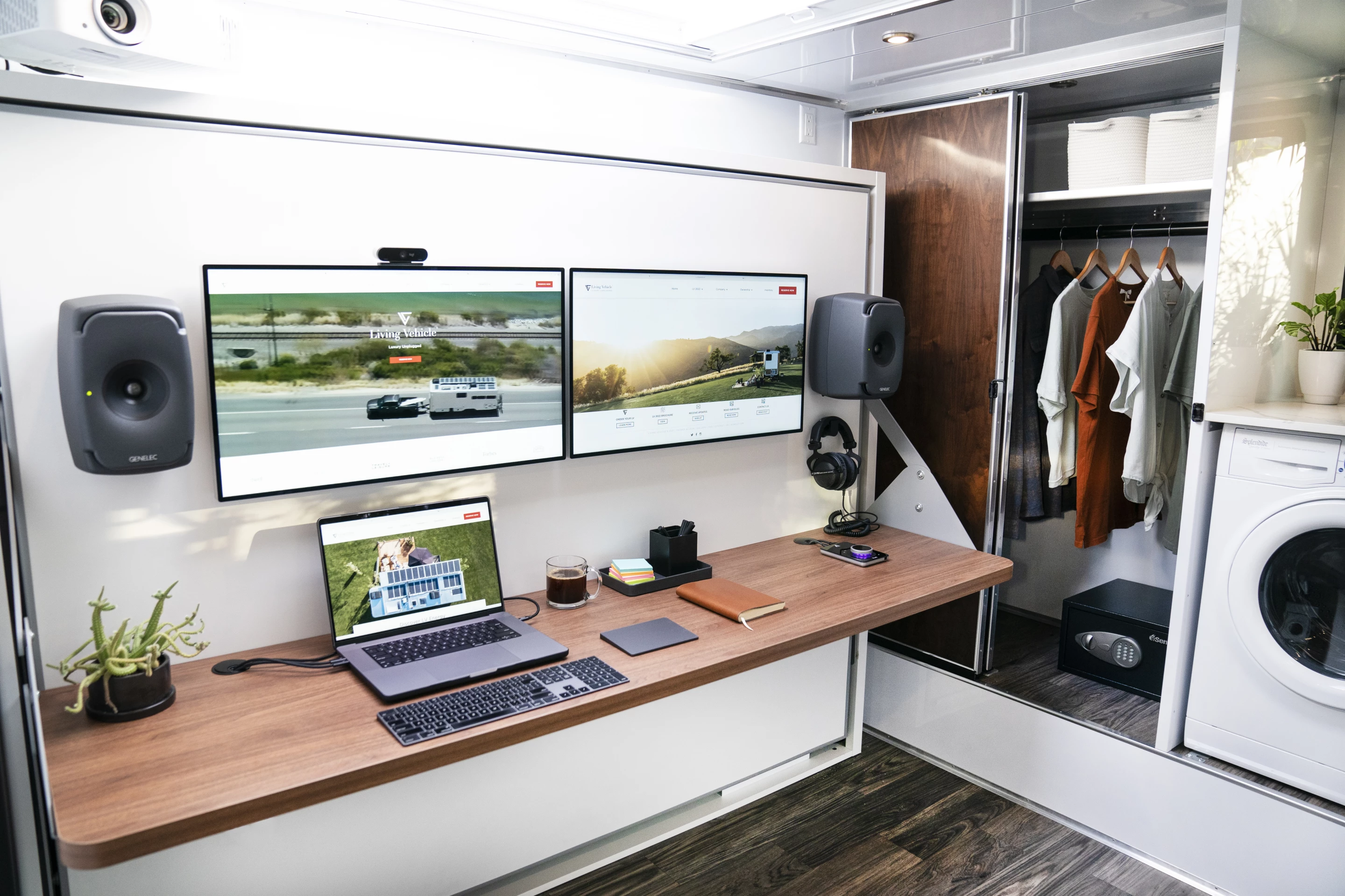 Living Vehicle imagines the Creative Studio supporting more than just the average remote worker, offering enough computing power to support music producers mixing tracks or film editors working on post-production