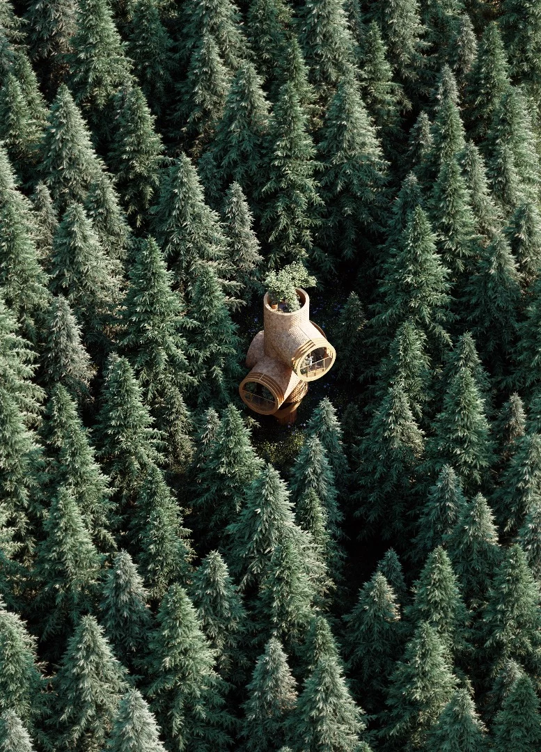 The Bert was designed for a company called Baumbau, which is a start-up that specializes in tiny homes and treehouses for alternative tourism