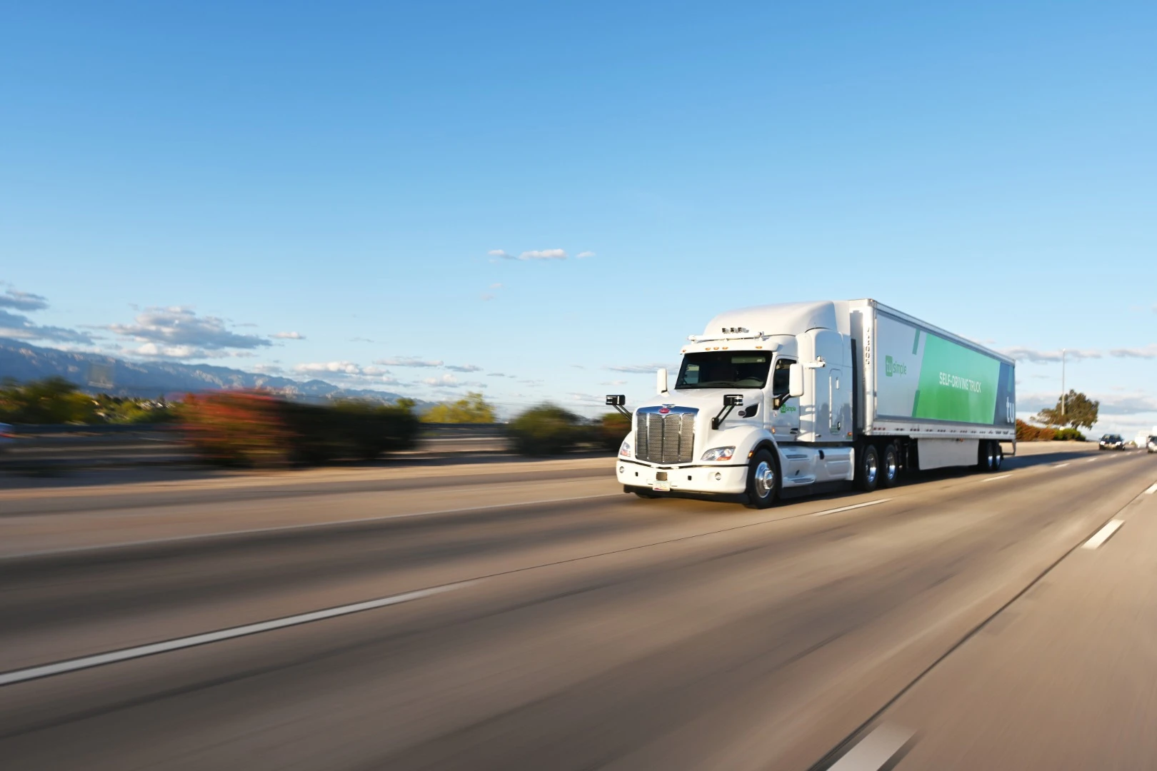 One of TuSimple's self-driving trucks in action