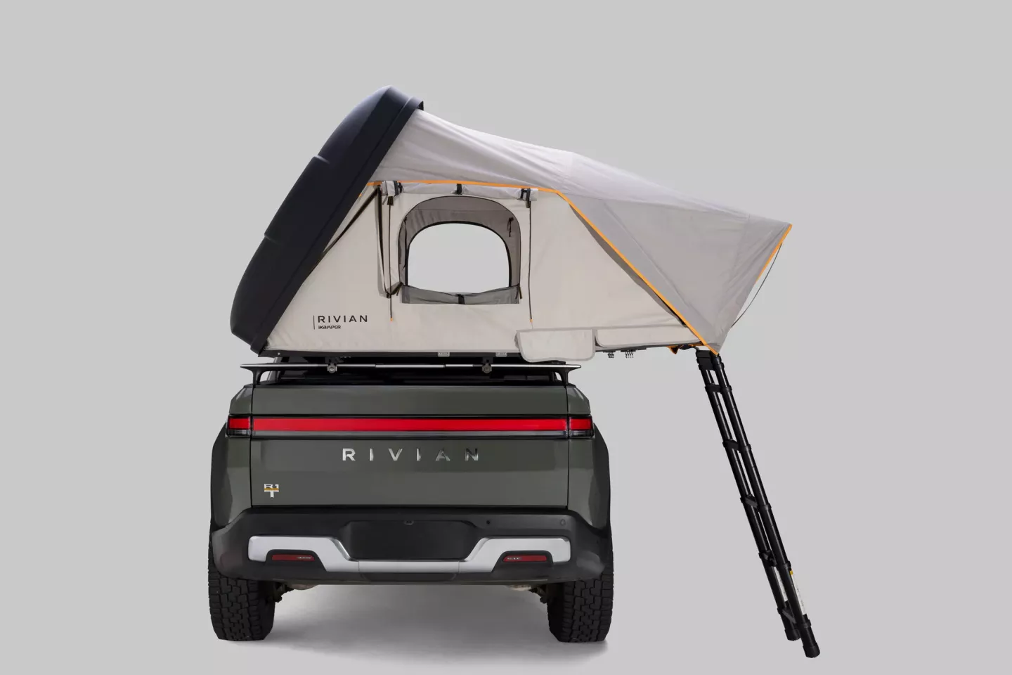 iKamper's handsome Rivian-branded tent fits great on an R1T's bed rack – but it can also go on the roof