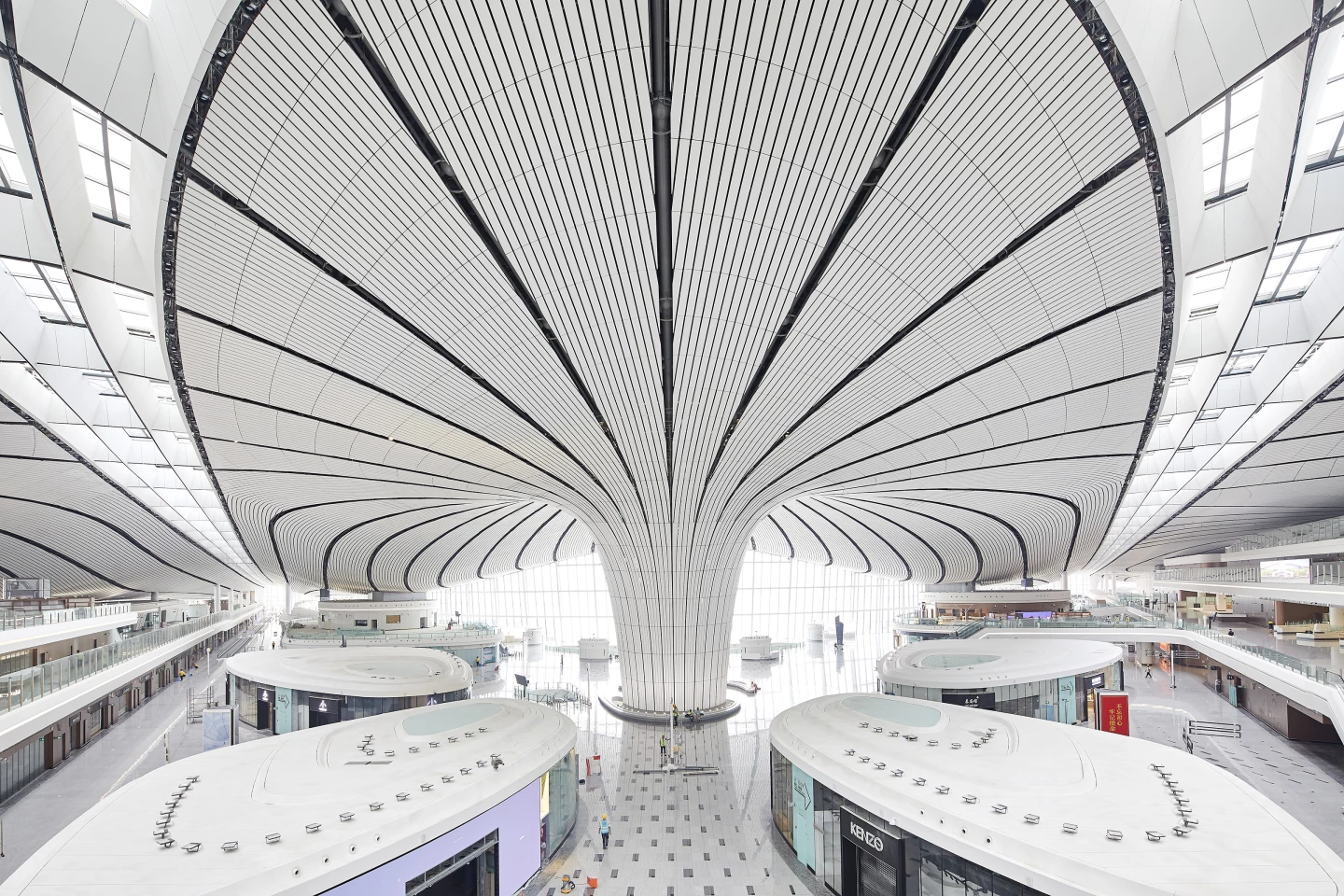 Beijing Daxing International Airport features solar power, which helps reduce the grid-based electricity needs of the huge building