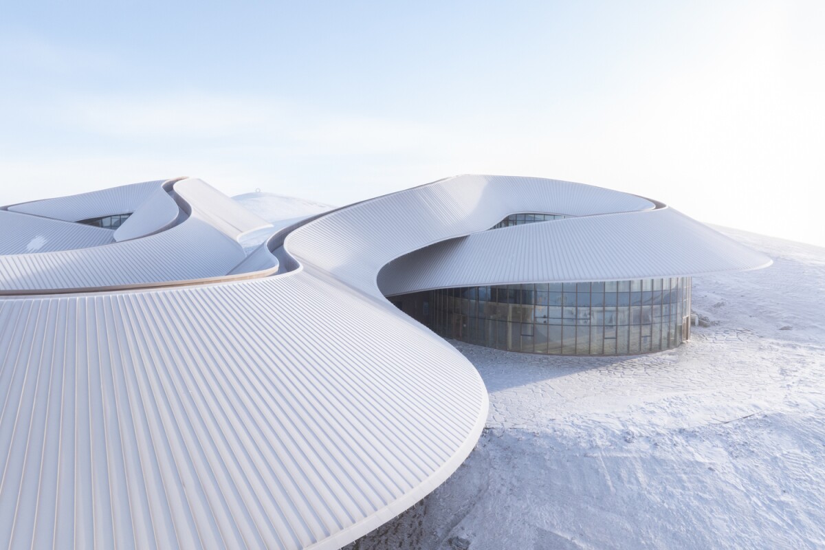 Visitor center embedded in extinct volcanic landscape