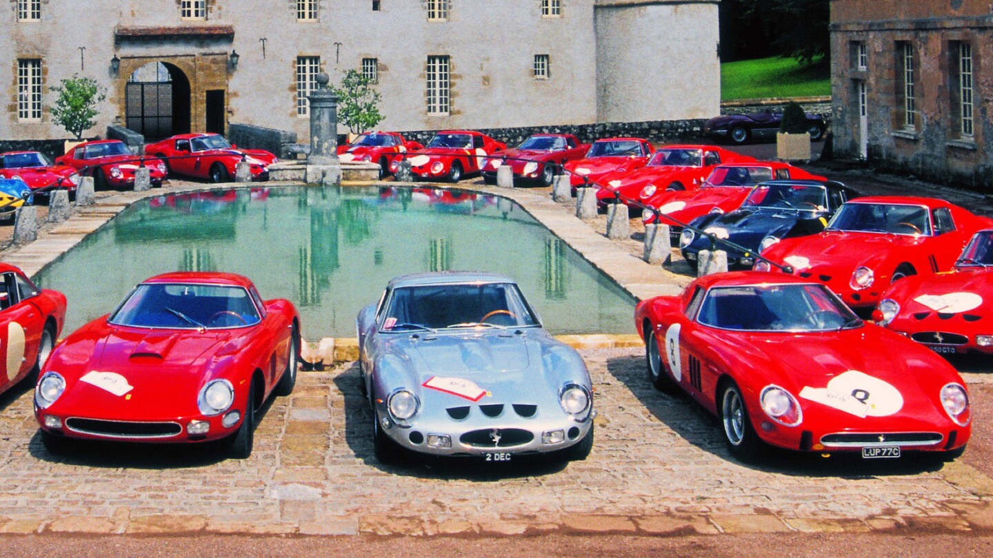 Ferrari 250 GTO #3909GT (center above) is now owned by property developer, John Mozart