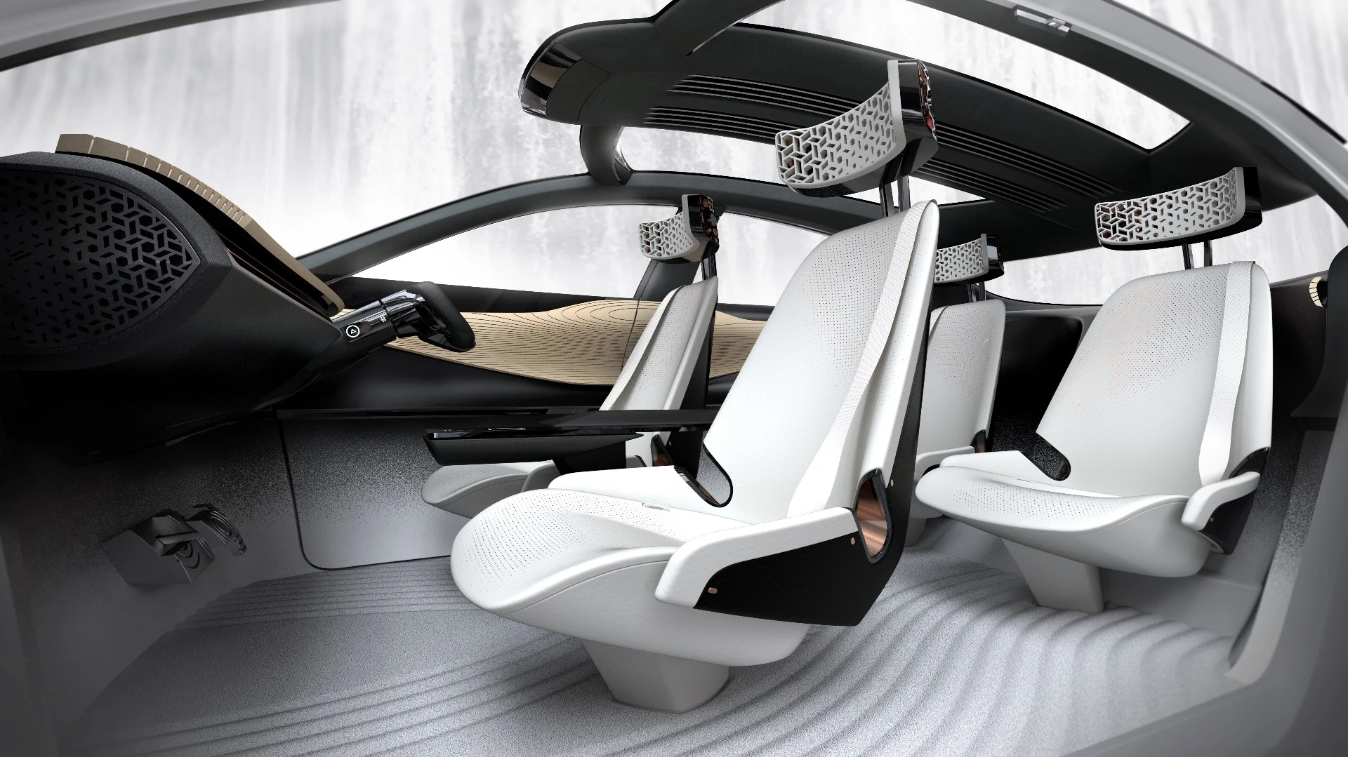 The flat floor facilitated by the electric powertrain mounted below helps to open up interior space
