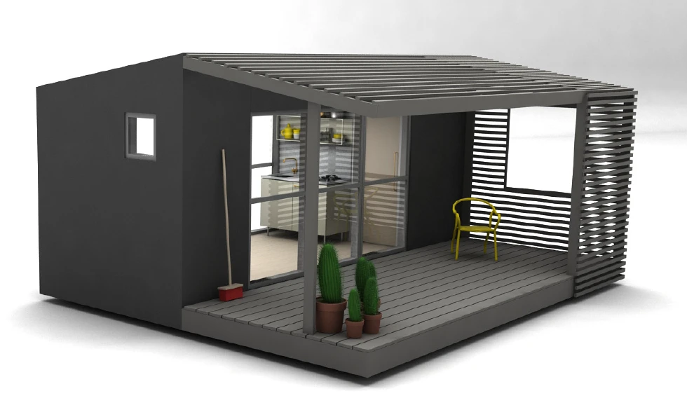A front-left corner view of the Mini House Long (Image: Jonas Wagell)