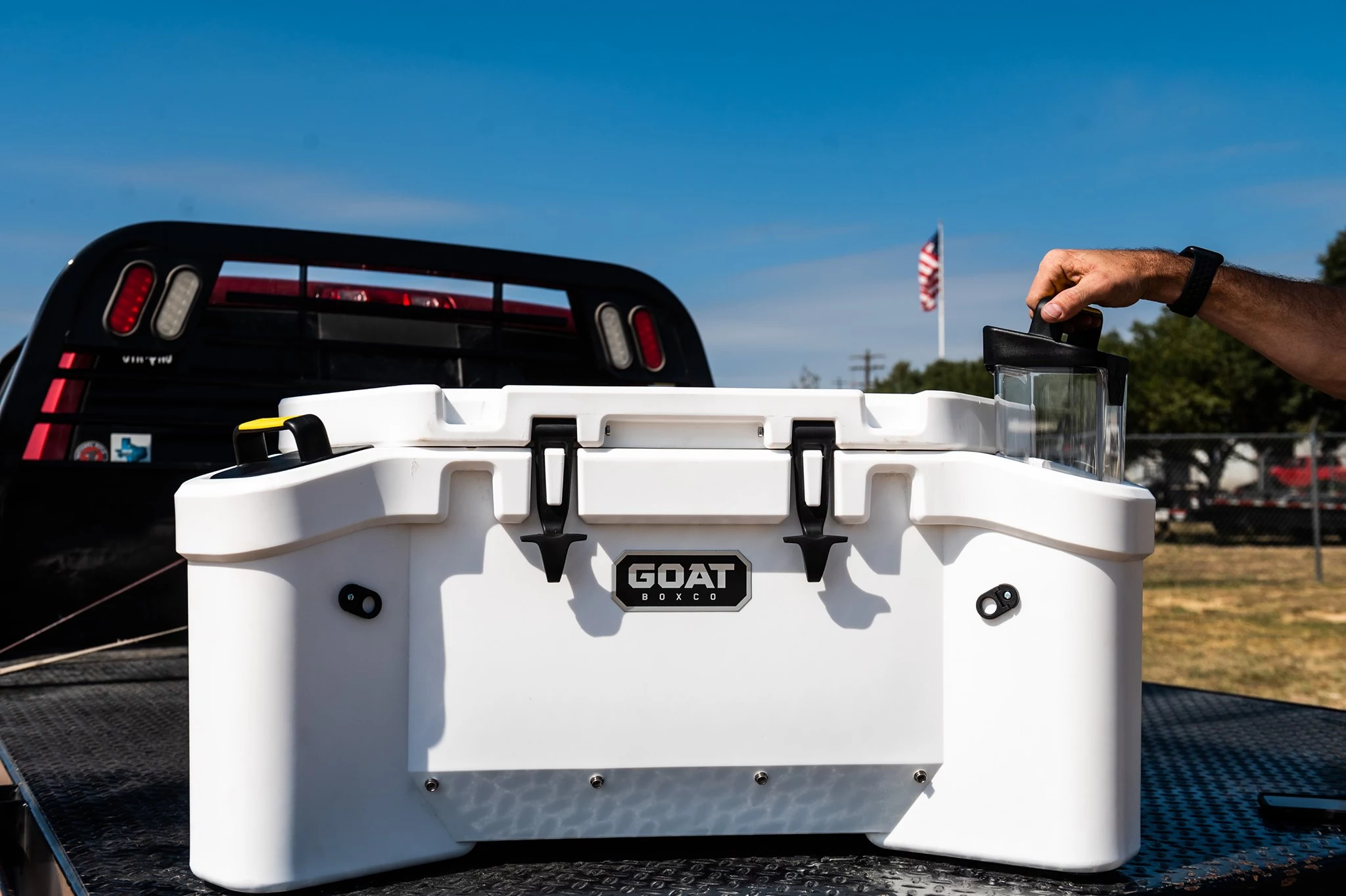 The Goat Hub 70 cooler comes with a storage twist