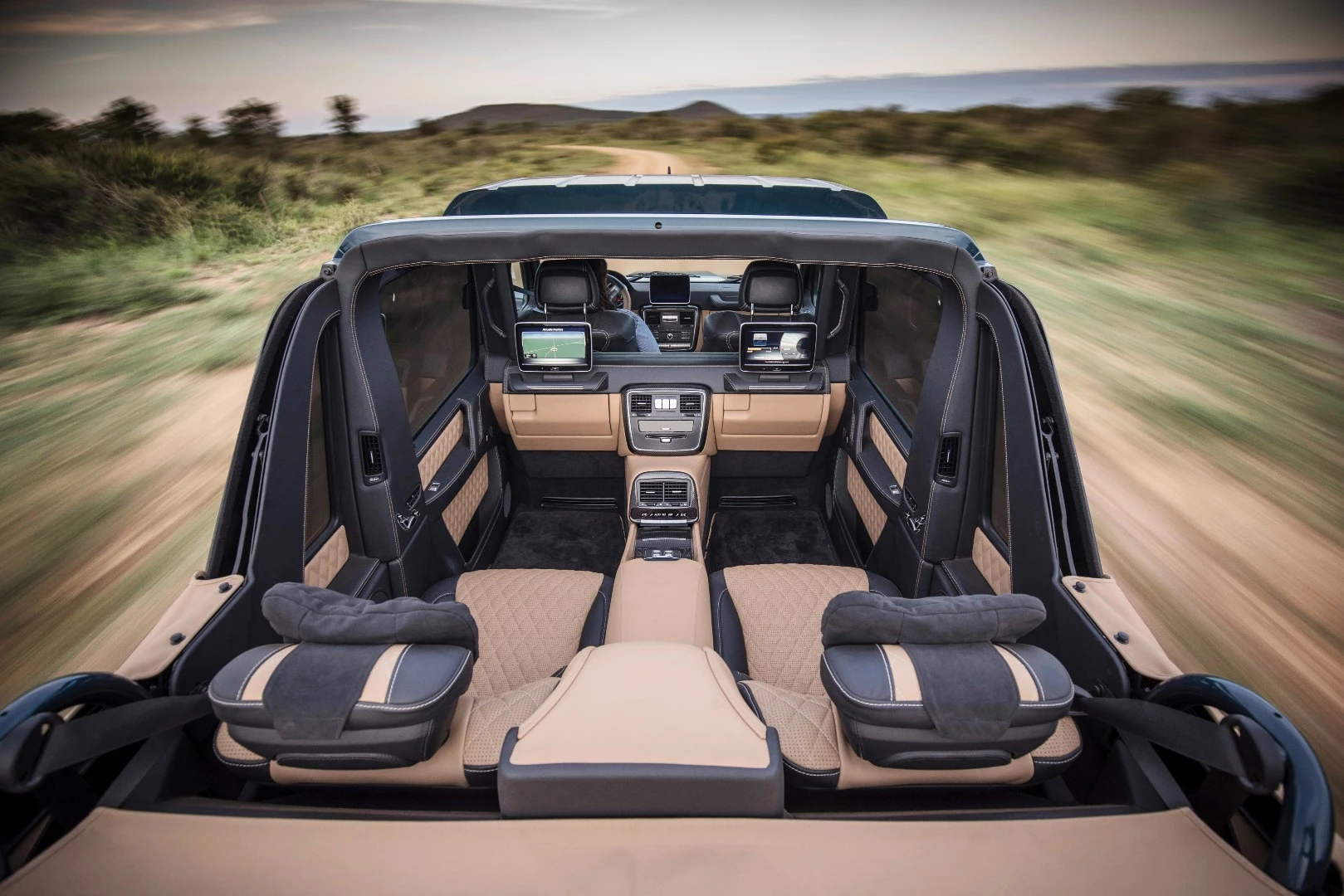The Maybach Mercedes G650 Landaulet: just the thing for being chauffeured through the African Savannah at 100 mph while catching up on Game of Thrones.