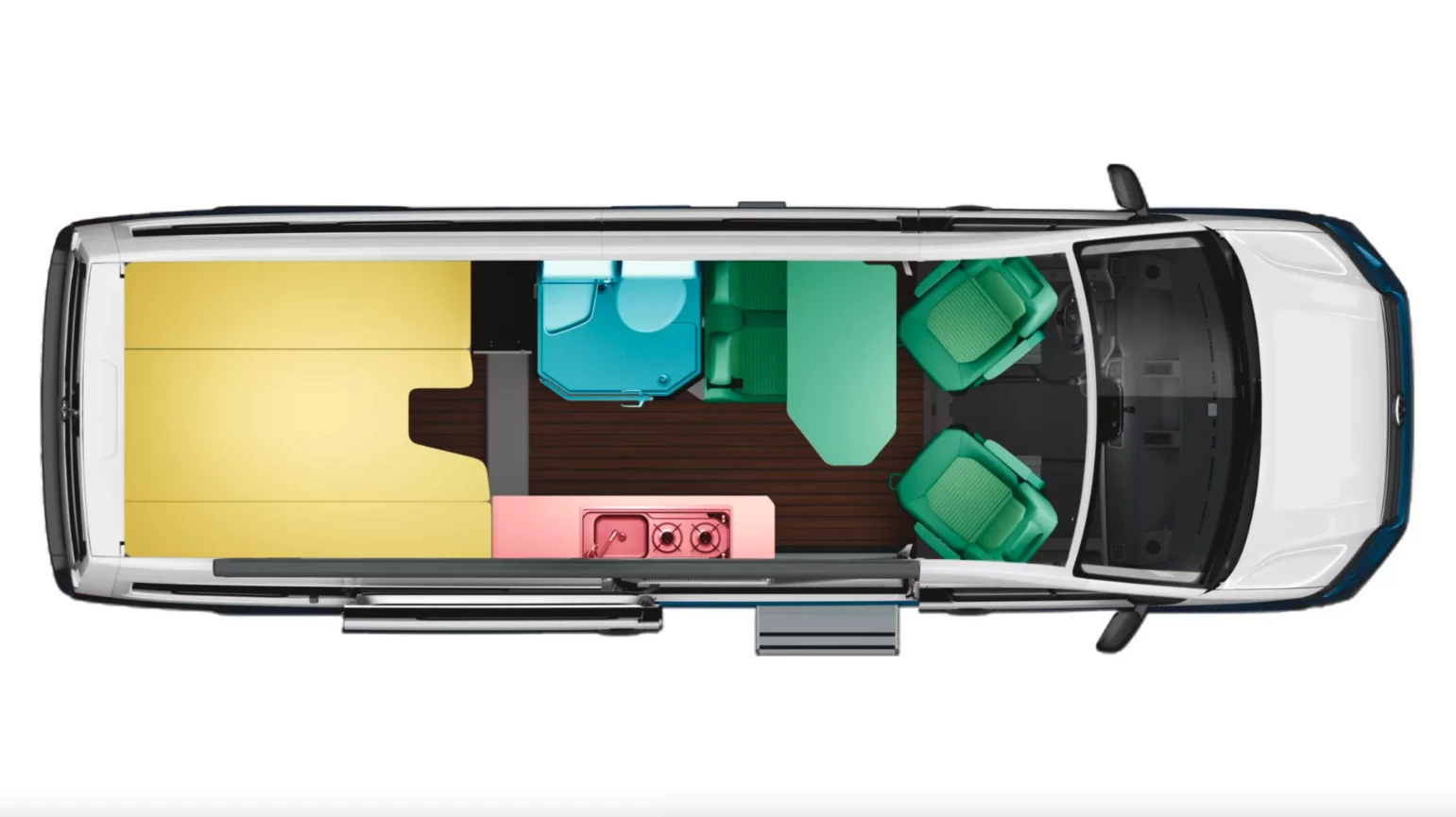 The Grand California 680 has a larger longitudinal rear bed but no option for a roof bed