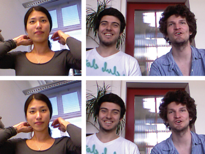 Before and after images of processed faces