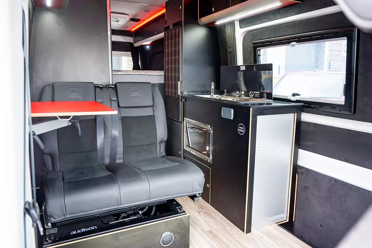 This one has a little less tartan but still maintains some trim on its fridge